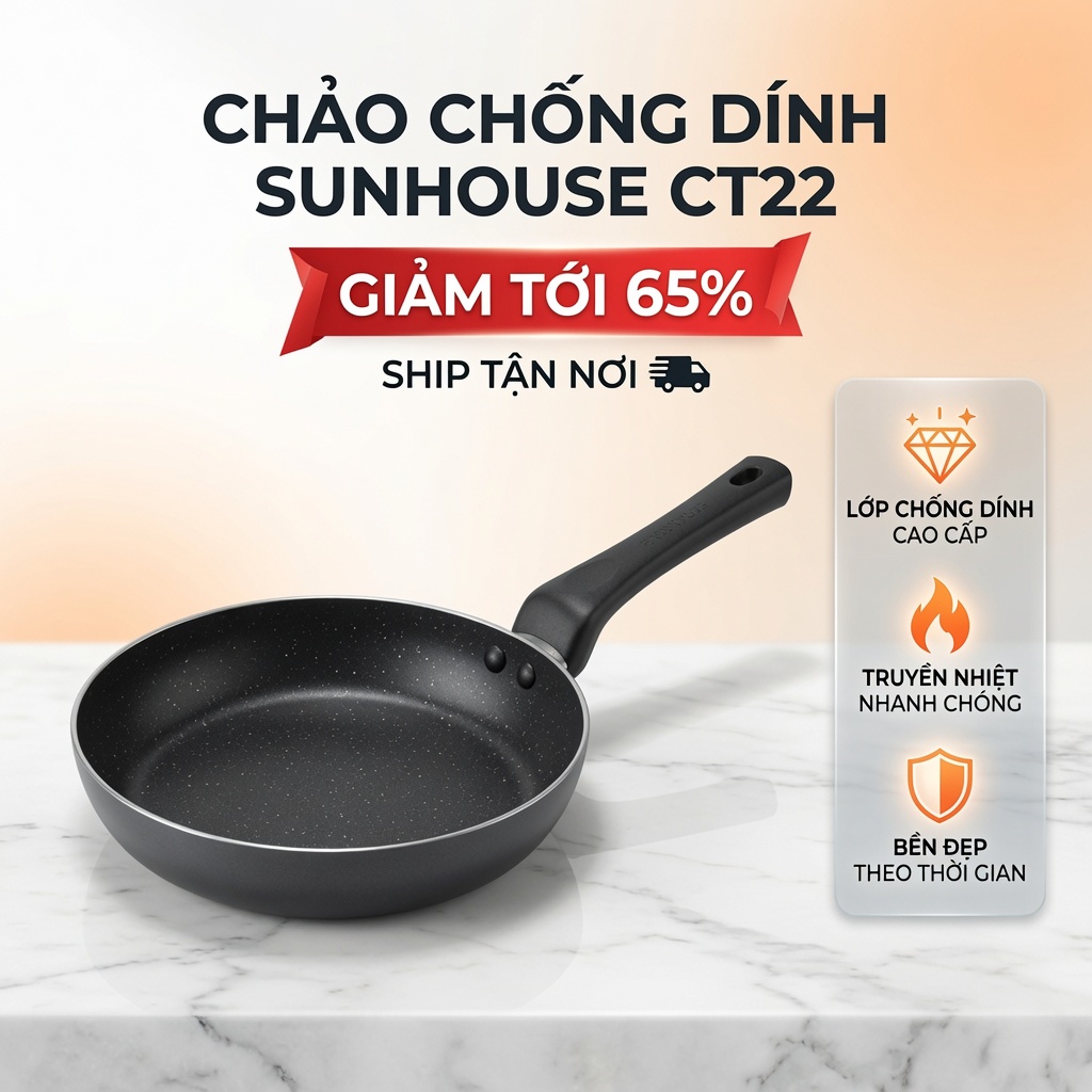 Chảo chống dính Sunhouse CT22 giảm tới 65%, ship tận nơi