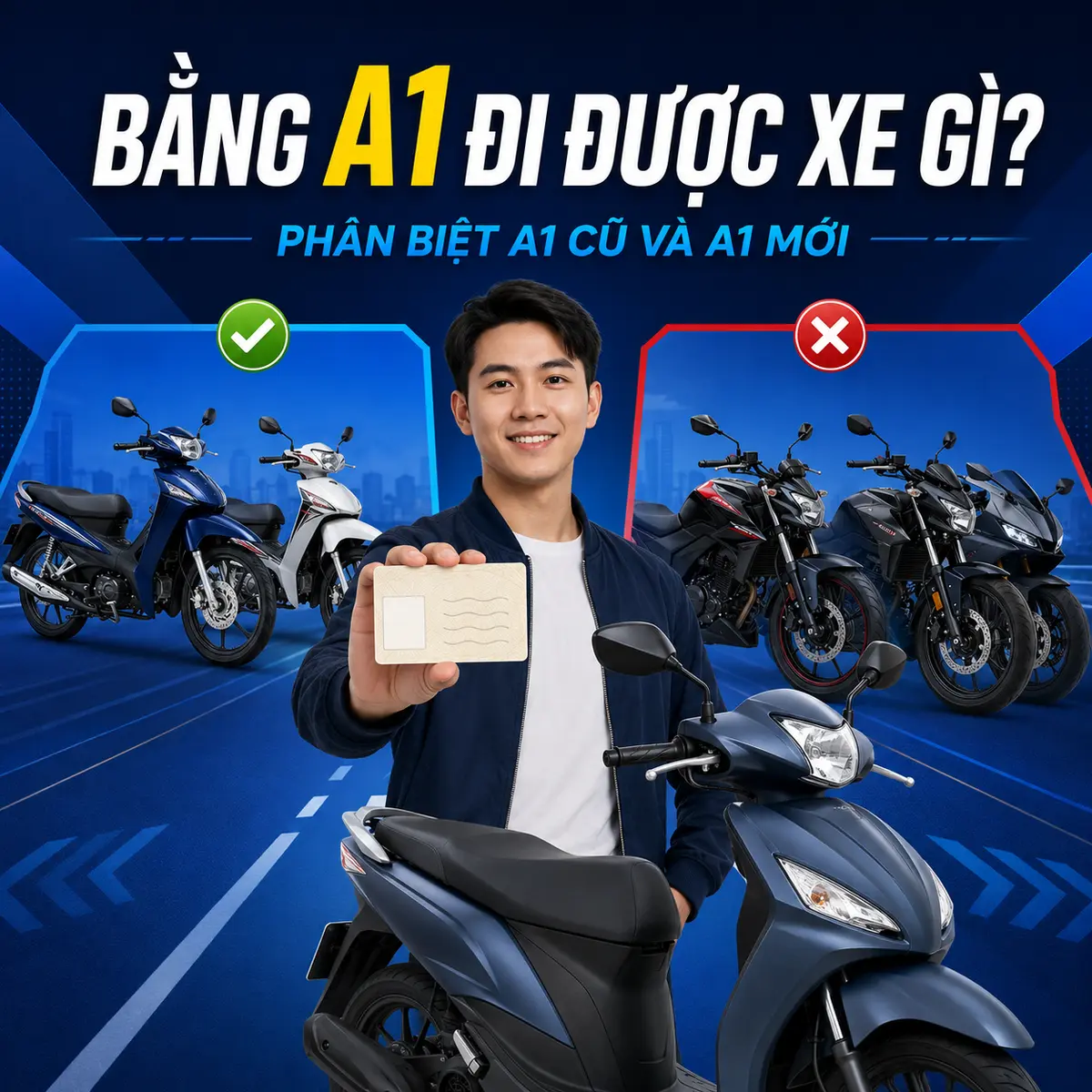 Bằng A1 đi được xe gì? Quy định A1 cũ và mới 2026