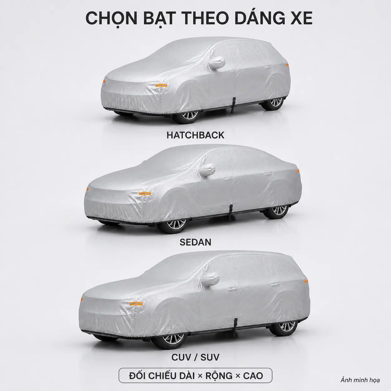 Hướng dẫn chọn bạt phủ ô tô theo dáng xe